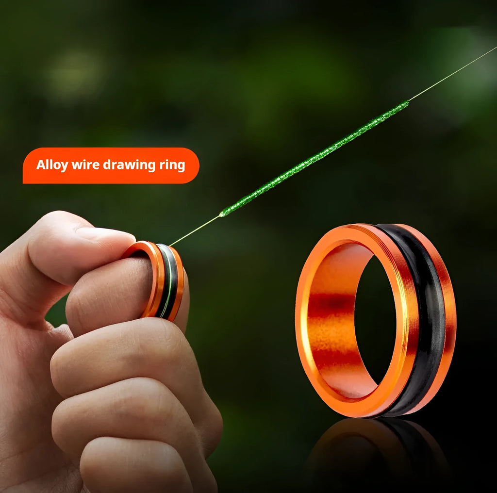 Non-slip tight fishing hand guard tool pull loop in orange and silver alloy