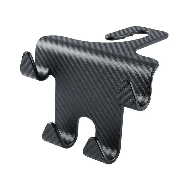 Black car multifunction hook bracket with integrated phone holder for rear seat storage