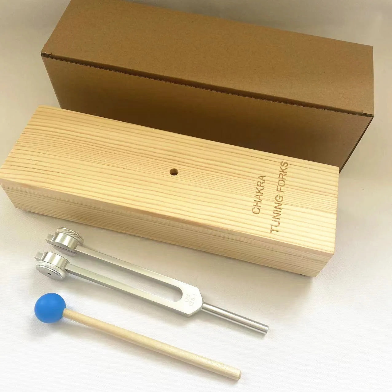 432Hz aluminium alloy tuning fork with speaker in kraft paper box