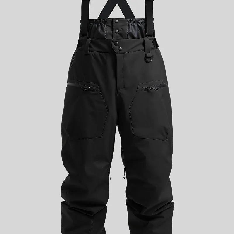 Men's waterproof ski trousers with adjustable strap waistband in black colour