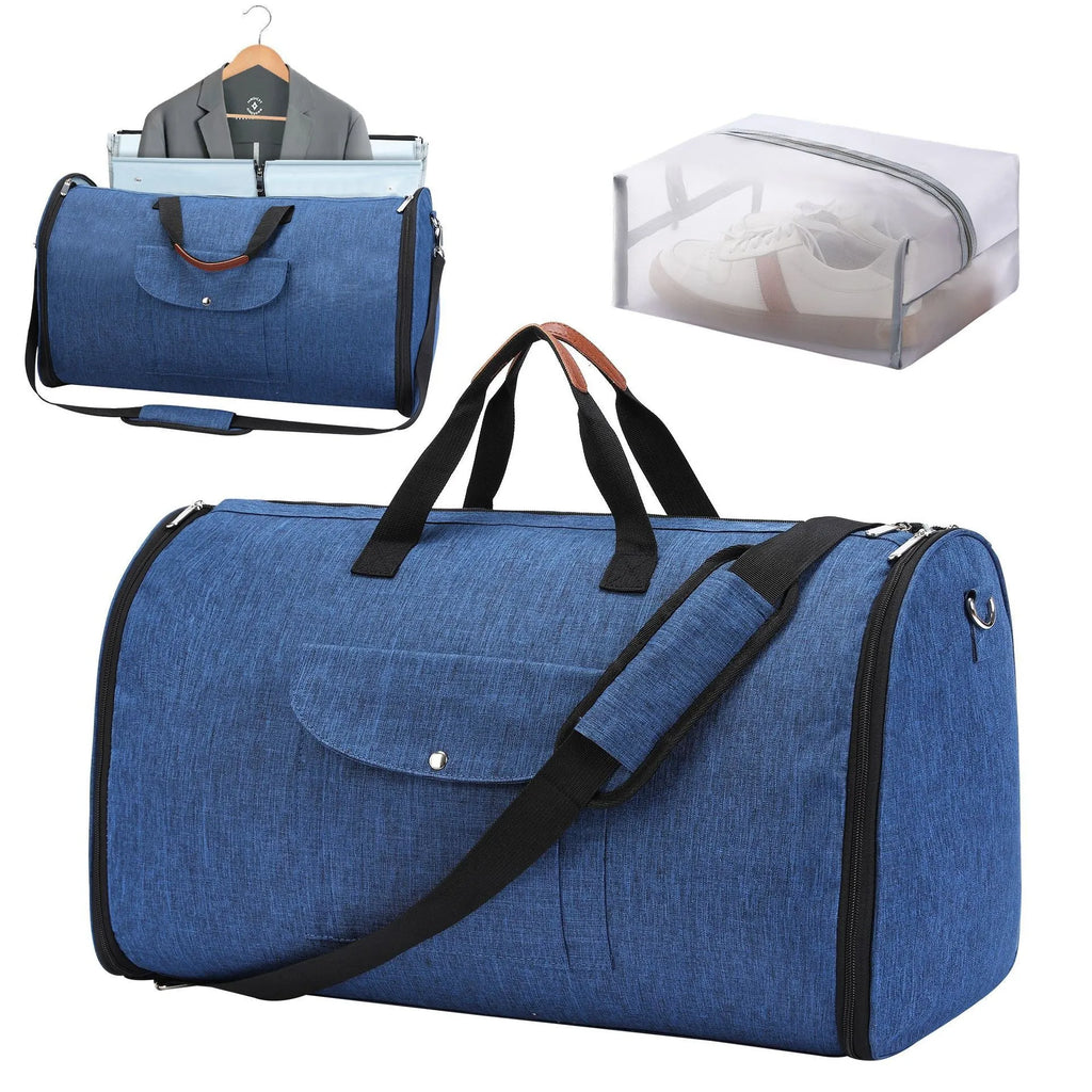Folding Oxford cloth travel and workout duffel bag in dark blue, grey, or black colours