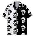 Men's casual summer shirt with a Cuban collar and digital print pattern, made from polyester fabric.