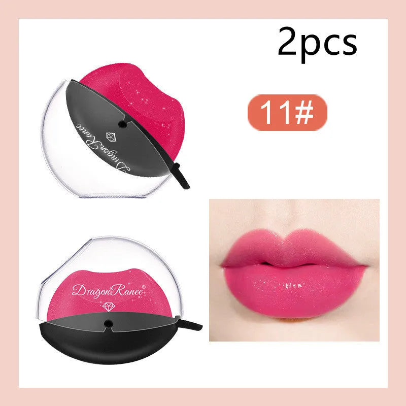 Lazy Lips pearlescent glitter lipstick in DR01-DR12 shades, 9.8g non-stick cup formula with golden flash finish