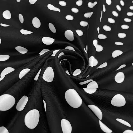 Square collar short sleeve polka dot dress with front zipper and pleated midi skirt