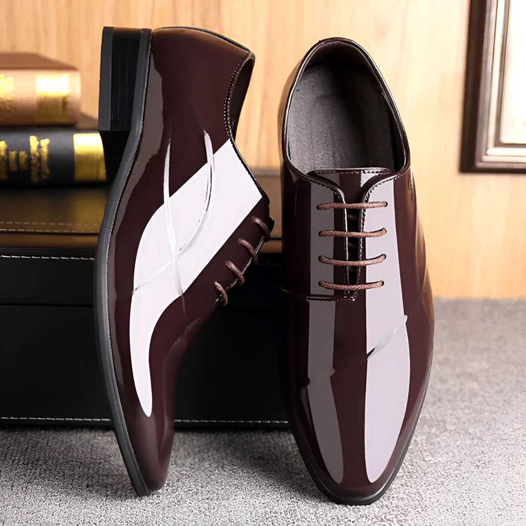 Men's business formal shoes with pointed toe and artificial PU upper in black colour
