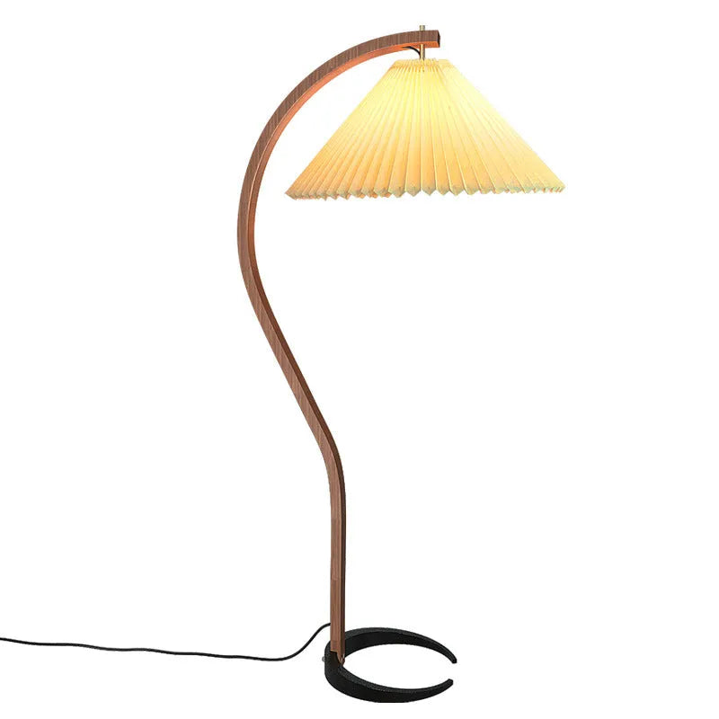 Retro vertical table lamp with log white lampshade and three-colour variable light for bedroom bedside use