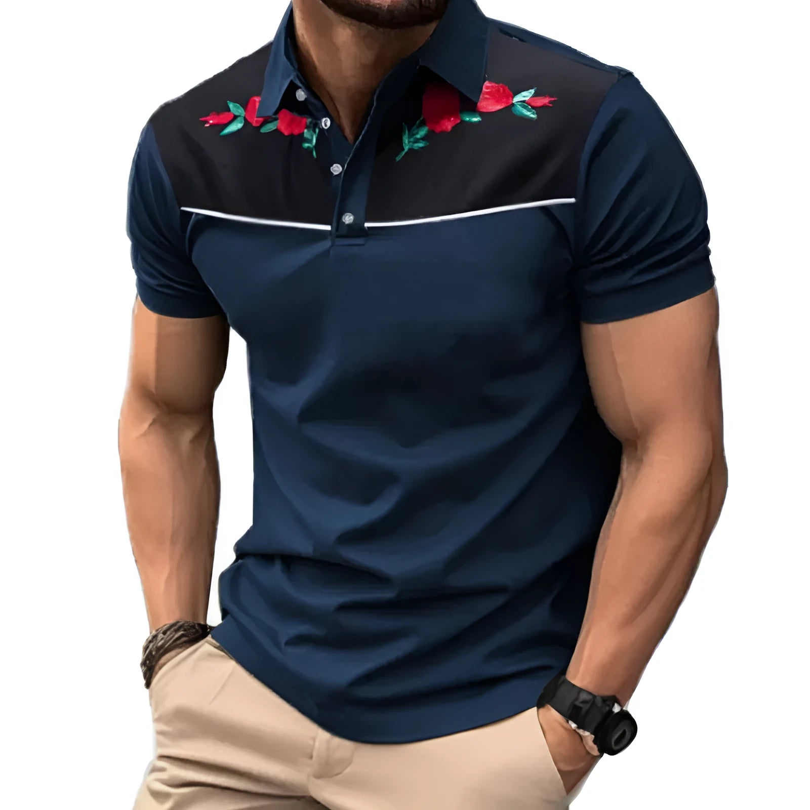 Men's short sleeve polo shirt made from polyester mesh cloth with zipper decorations