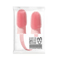 Pet double finger toothbrush in TPR material pink blue green grass yellow for teeth cleaning and gum care