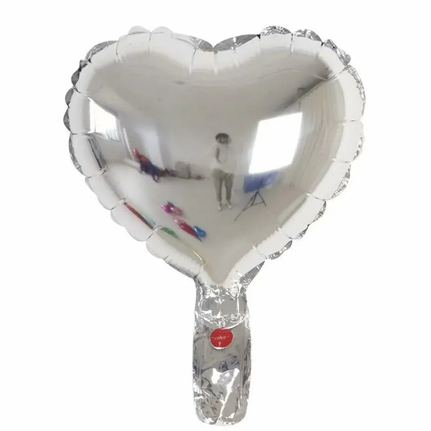Aluminium foil peach heart balloons in metallic colours with sparkling finish