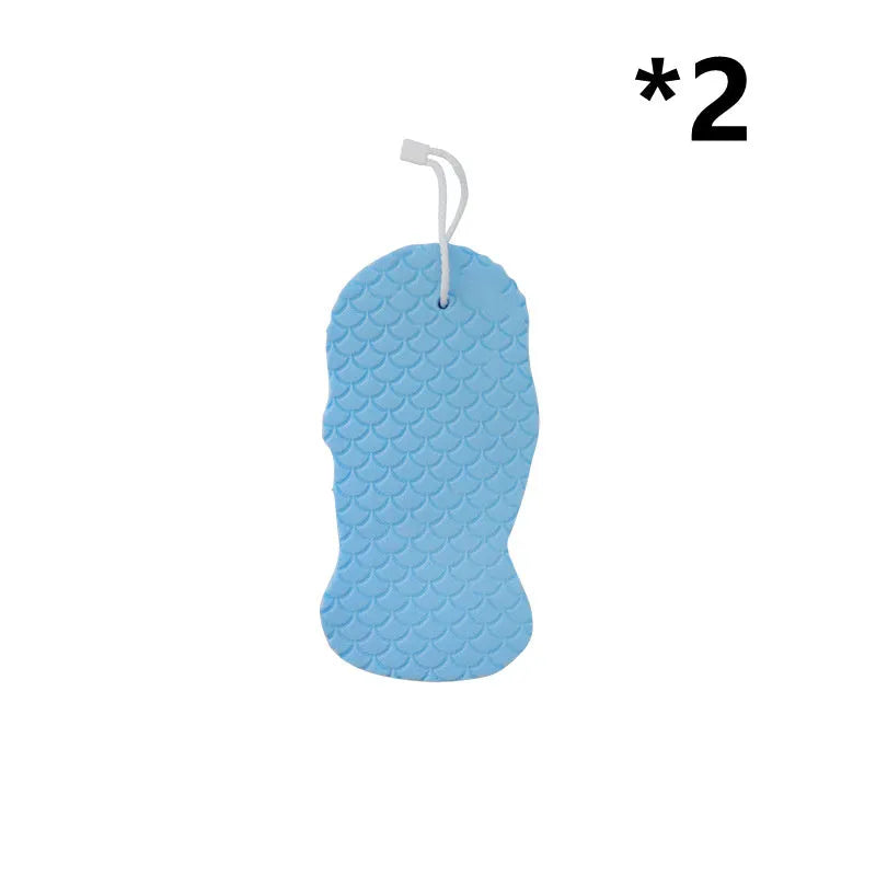 3D fish scale pattern bath sponge in multiple colours for gentle body exfoliation
