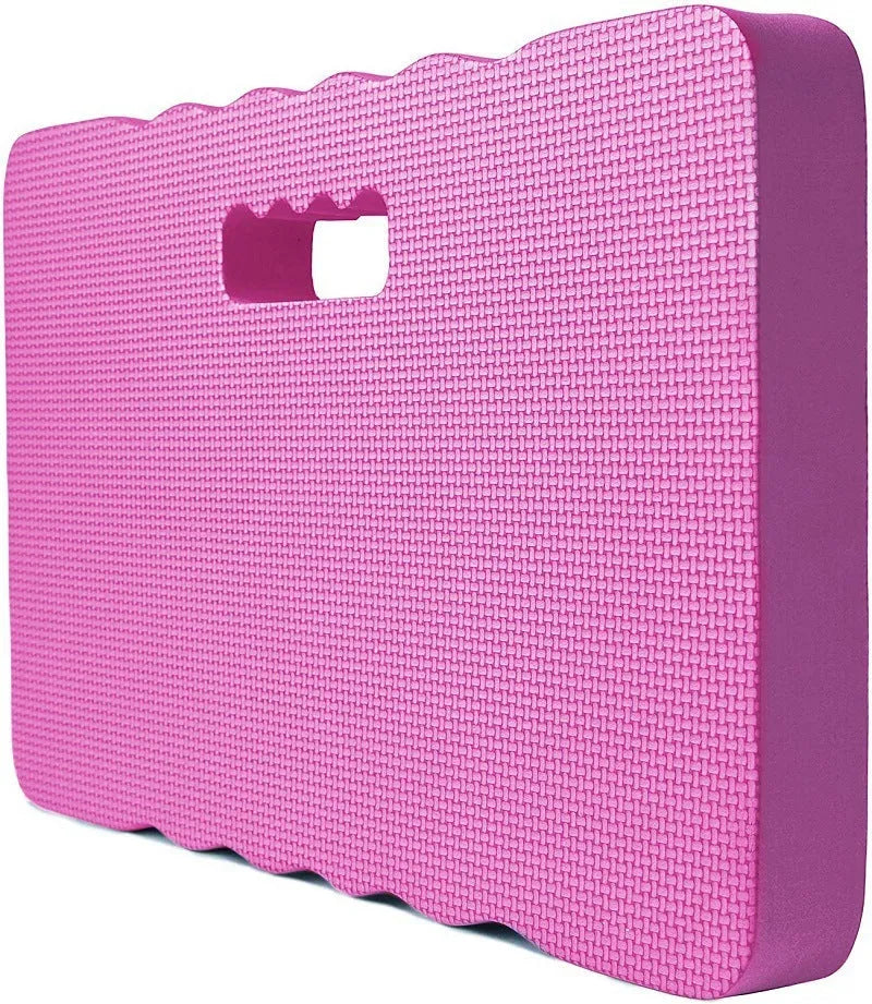 Blue Eva foam garden kneeler pad on grass, showing its 45cm length and 4cm thickness.
