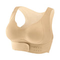 Women's front buckle back shaping bra in black on a mannequin, showing fixed double straps and 3/4 cup design.