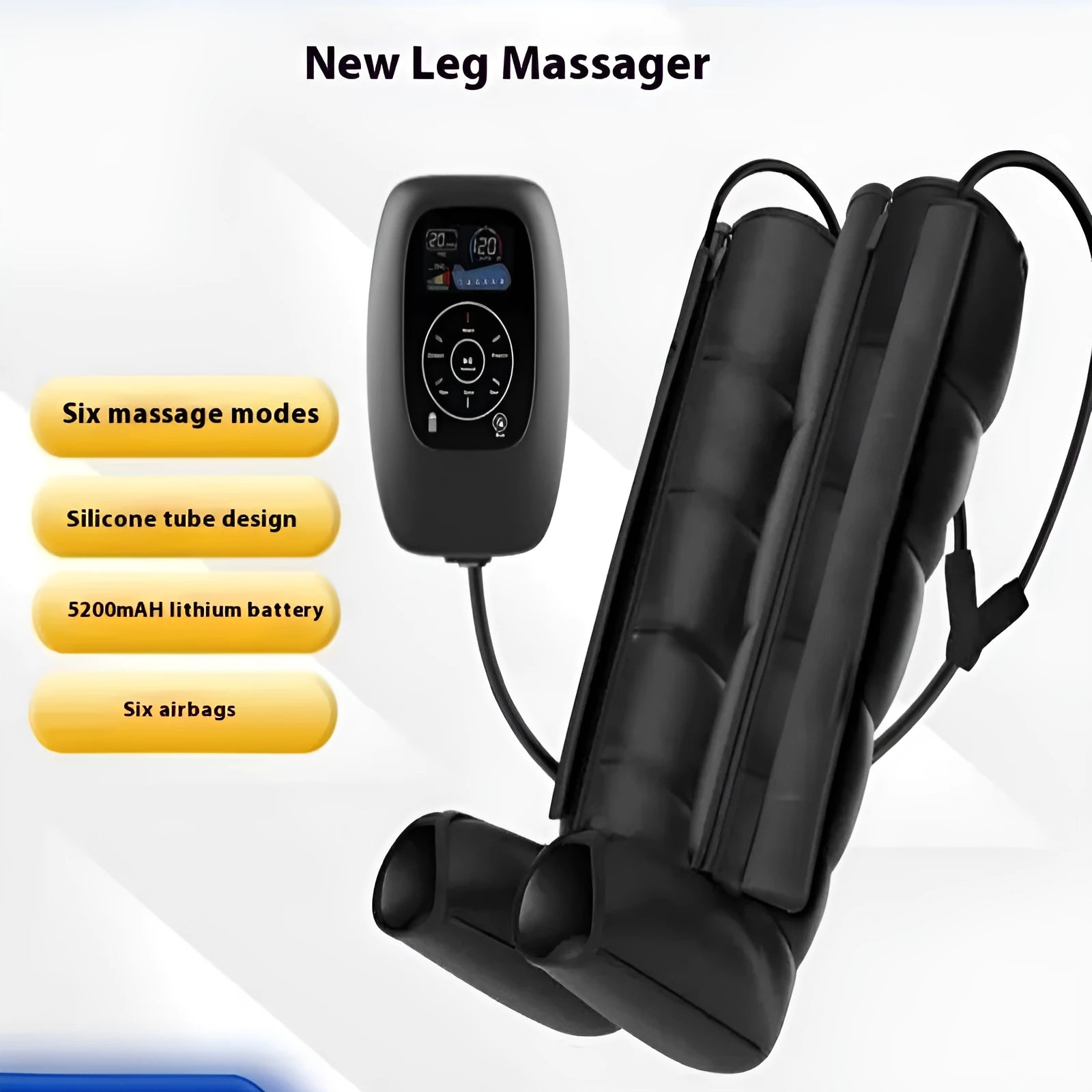 Air wave pressure massager set with control unit, handheld remote, leg arm and waist wraps in multiple sizes