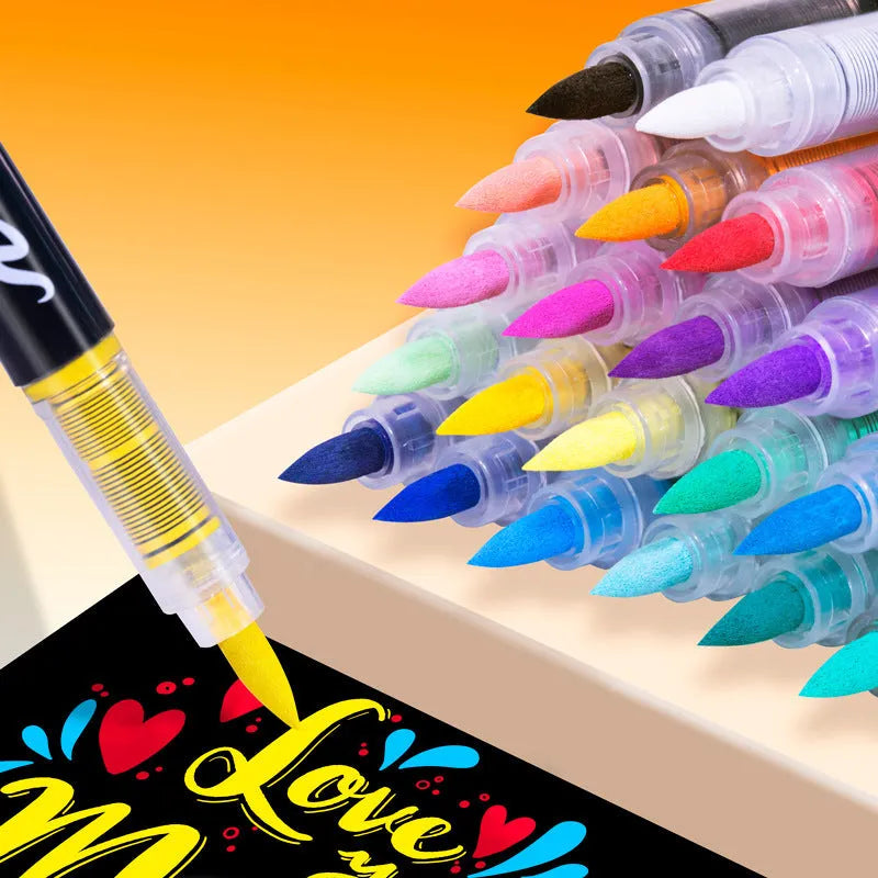 Set of straight liquid acrylic marker pens for art and graffiti in multiple colours