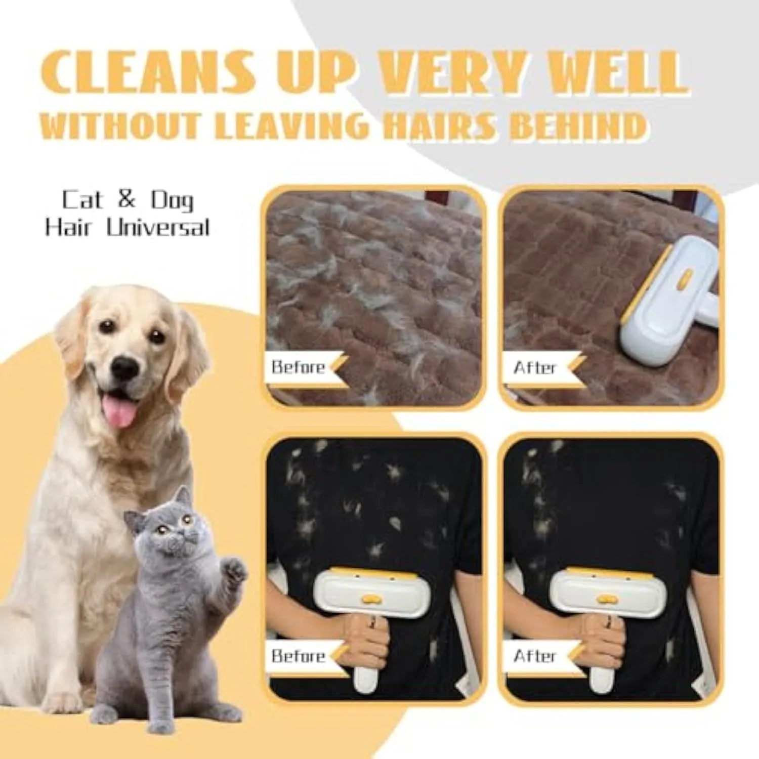 Portable pet hair remover with yellow duck cartoon design and polyester bristles