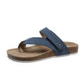 Flat toe ring thick-soled flip-flops in blue colour with foam sole construction