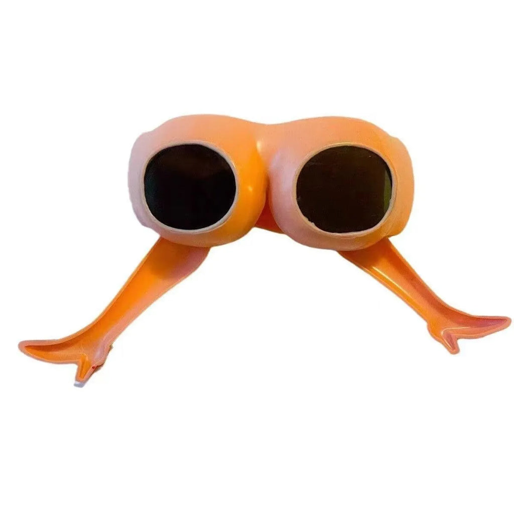 Orange novelty sunglasses with personality leg and hip design for adults