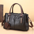 Vintage brown PU leather horizontal square tote bag with single shoulder strap and open pocket