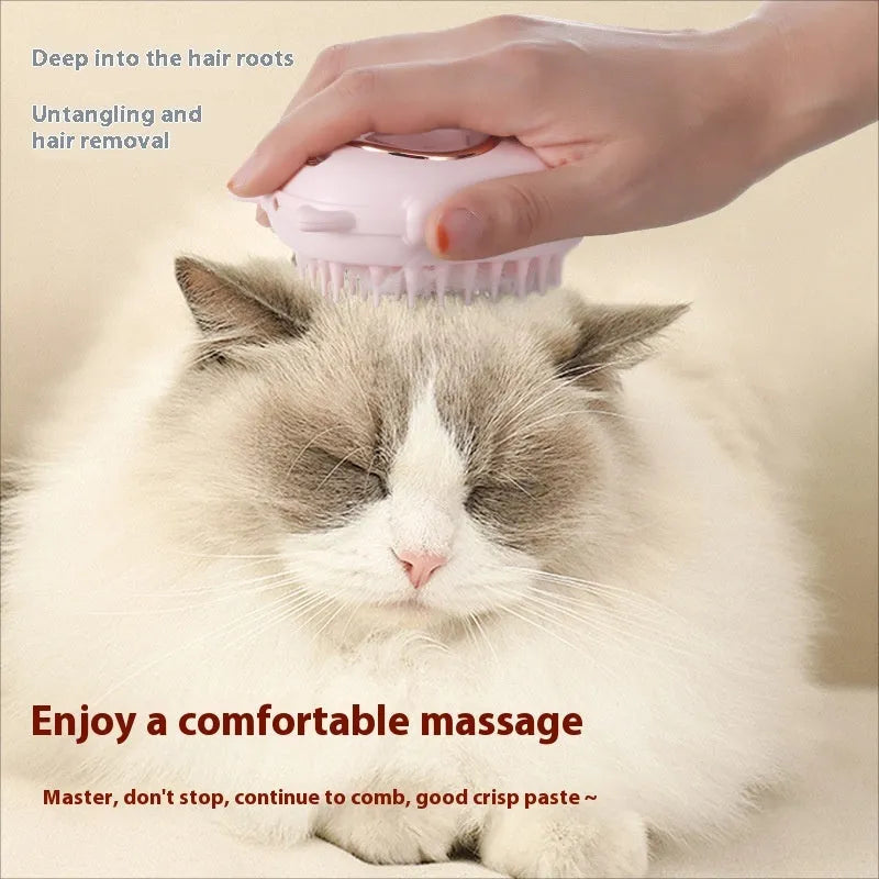 Multifunctional pet comb with laser in pink and yellow ABS plastic for cats and dogs