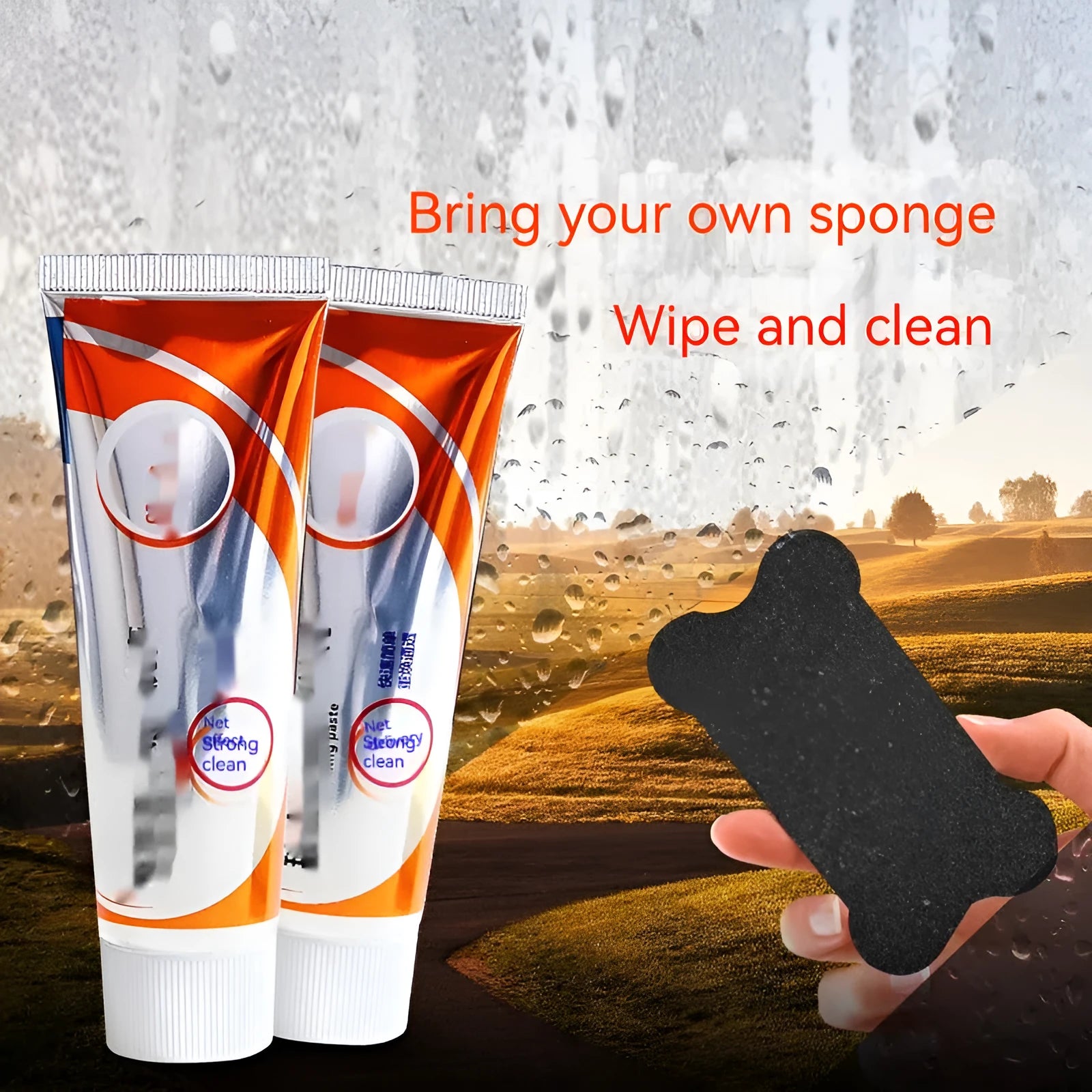 White 65ml bottle of car windscreen cleaning agent for removing oil stains from glass