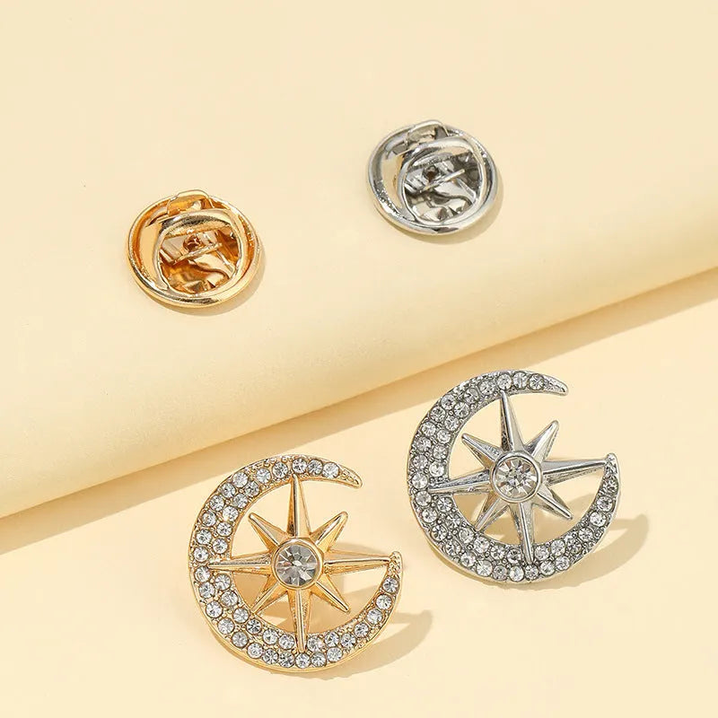 Gold and silver star-shaped zinc alloy brooch pin for suit decoration