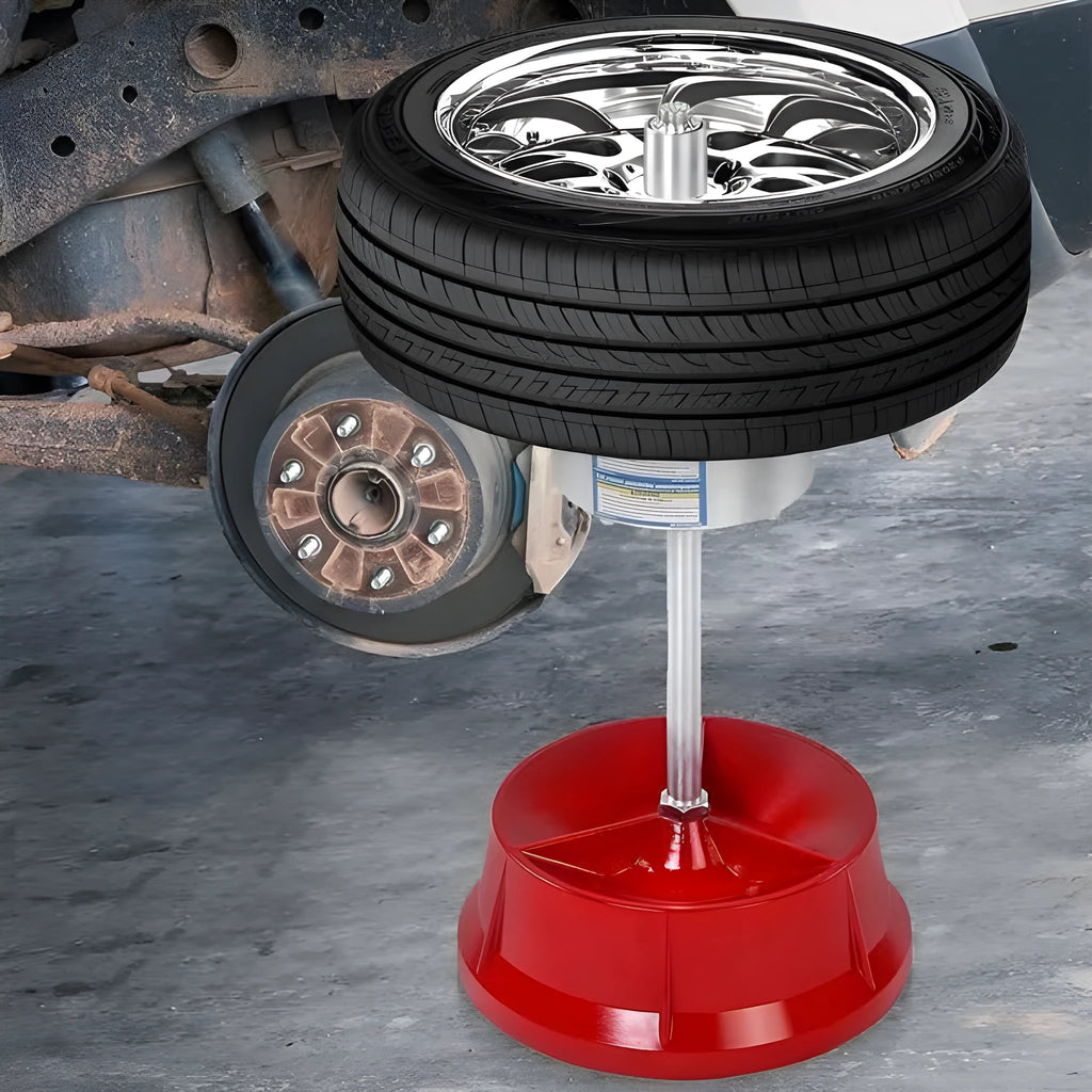 Portable hub balancer with bull's eye level and aluminium head for 1.5-4 inch wheel hubs