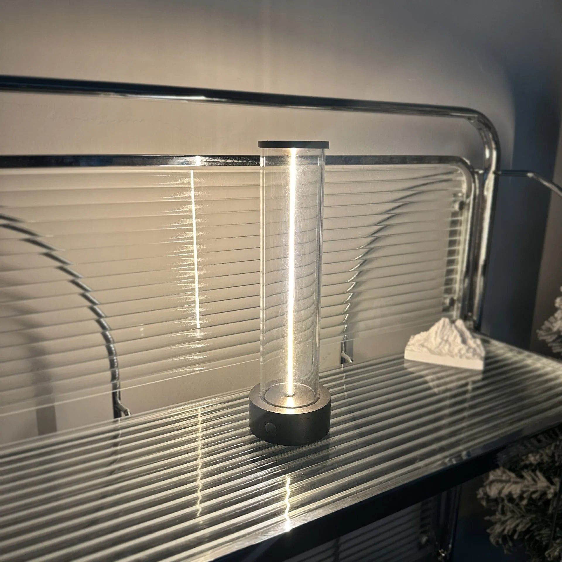 Modern glass LED light strip with magnetic base measuring 53mm by 234mm