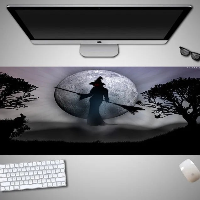 Oversized Halloween mouse pad with rubber cloth surface and non-slip backing in large gaming dimensions