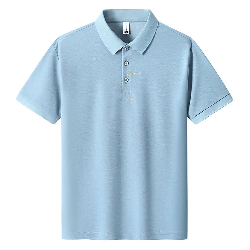 Men's loose fit cotton T-shirt with a letter pattern, shown in one of six available colours.