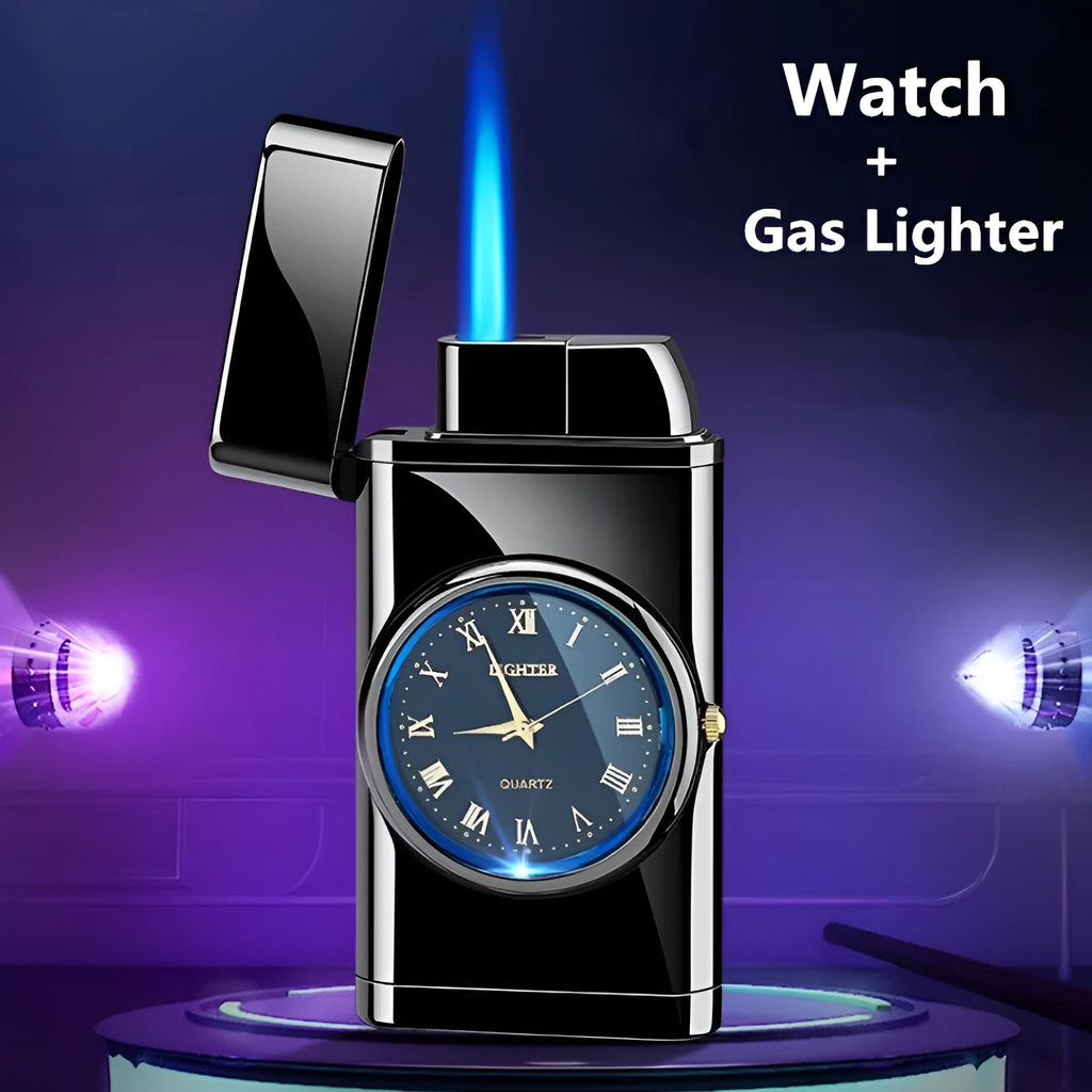 Multifunctional electronic watch lighter with LED flash in metal housing