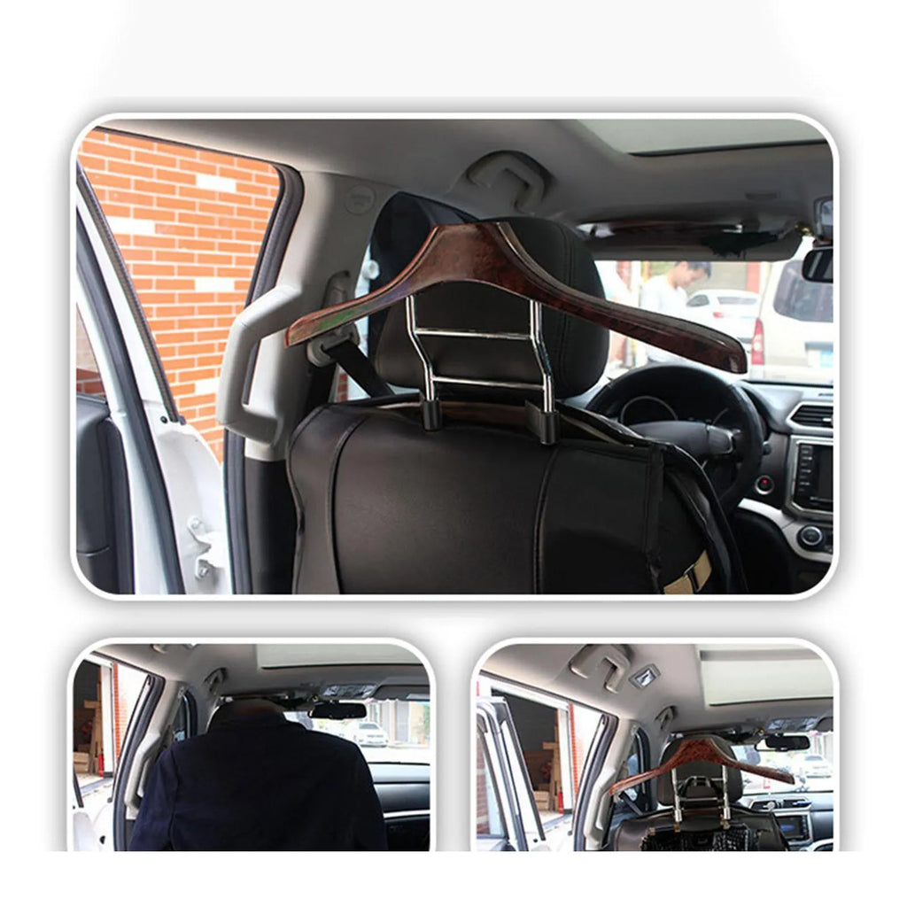 Wood yellow stainless steel car mounted clothes hanger with 46.5cm dimensions for suits and uniforms