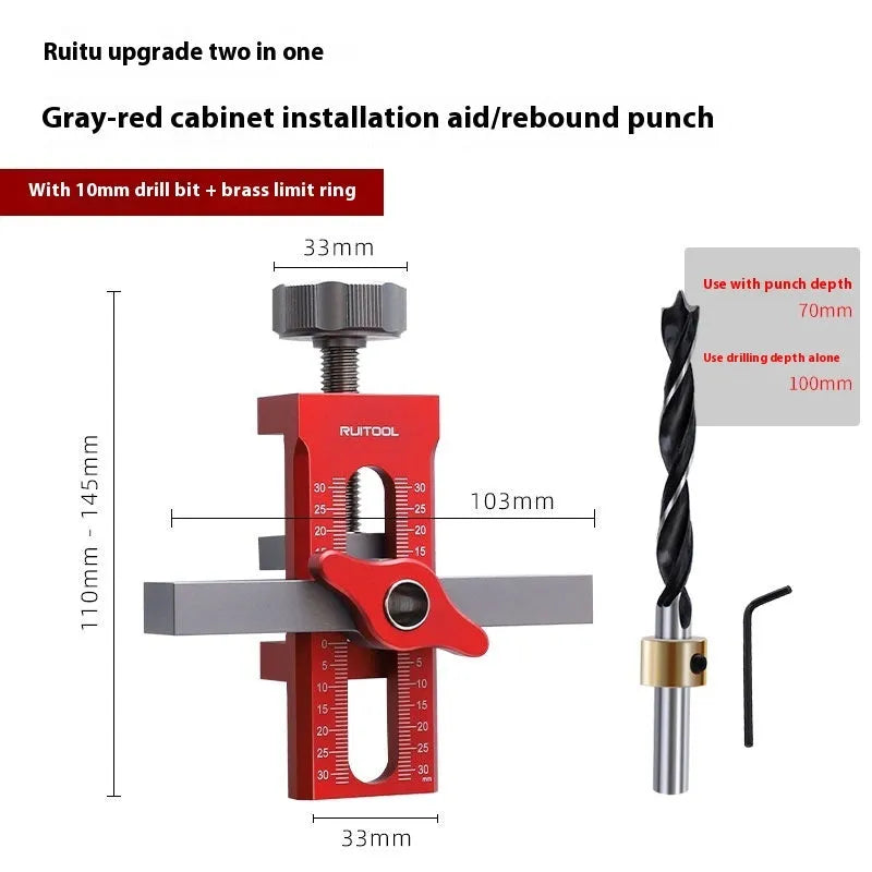Aluminium alloy cabinet door installation aid tool for woodworking and DIY projects.