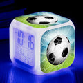 Square football pattern alarm clock with cartoon design for children's bedrooms