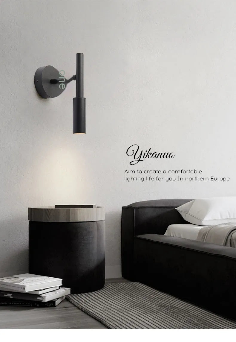 Modern simplicity wrought iron wall reading lamp 100x230mm black finish