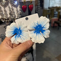 Pastoral-style alloy flower stud earrings with oil-spot glaze electroplating finish