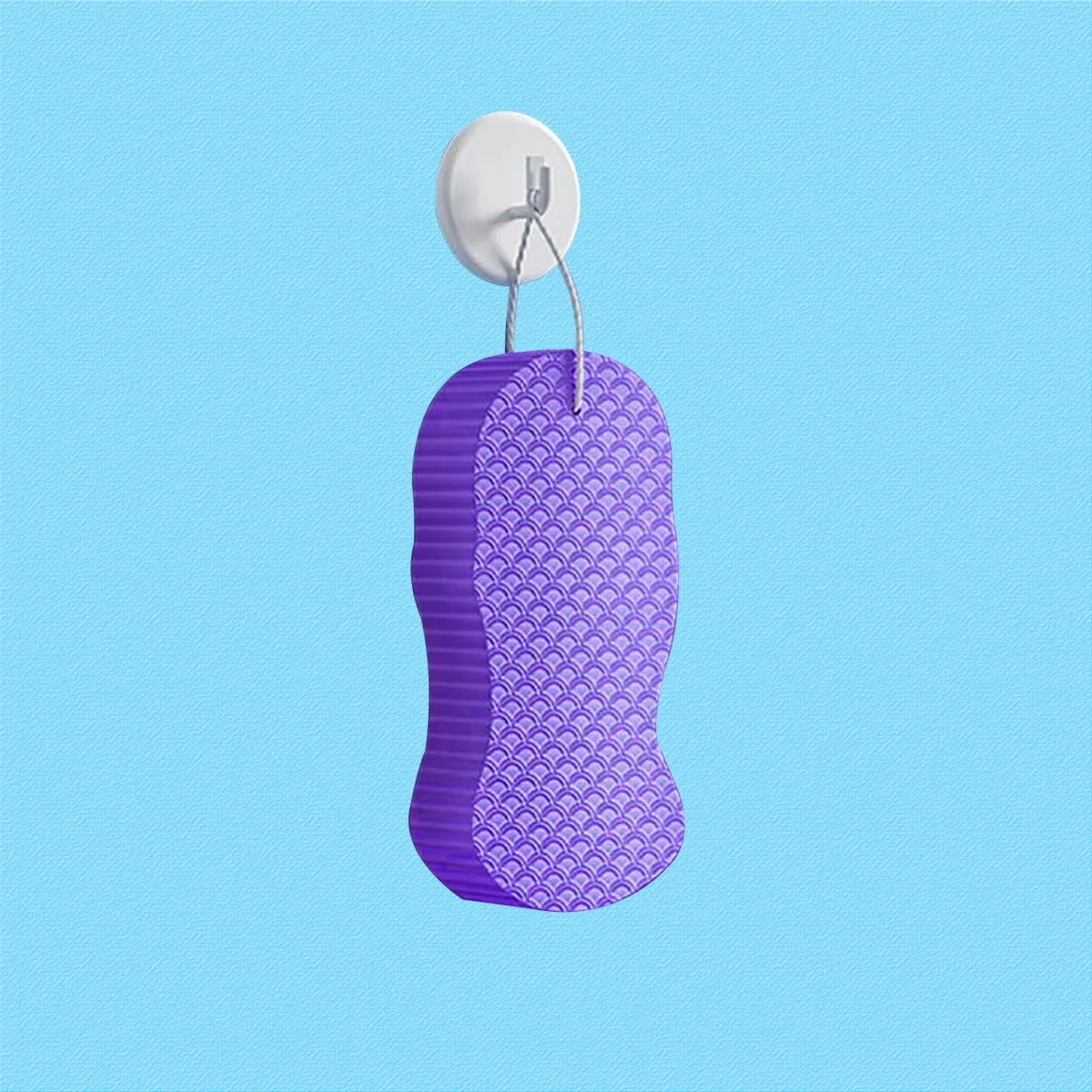 3D fish scale pattern bath sponge in multiple colours for gentle body exfoliation