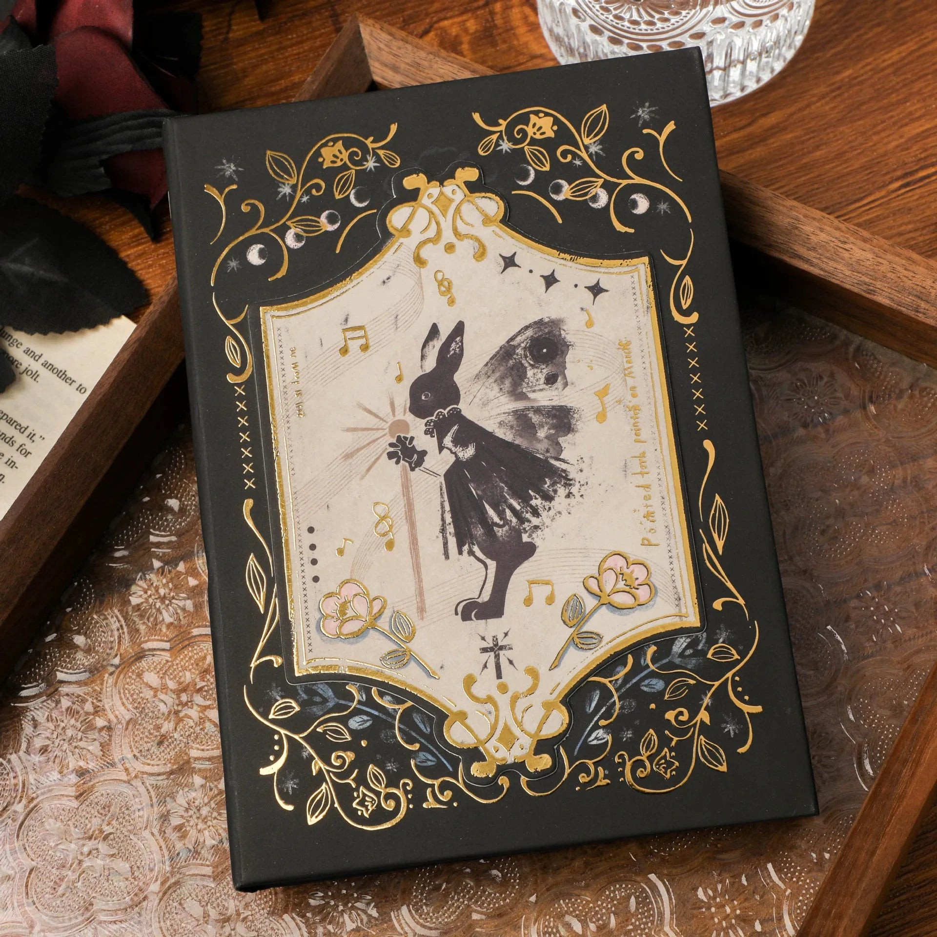 Retro gothic style A5 notebook with artistic cover designs and wood pulp paper