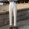 Slim fit straight leg suit trousers in apricot, black, and white colours for business formal wear