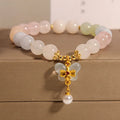 Candy colour natural morganite crystal bracelet with butterfly pendant for women