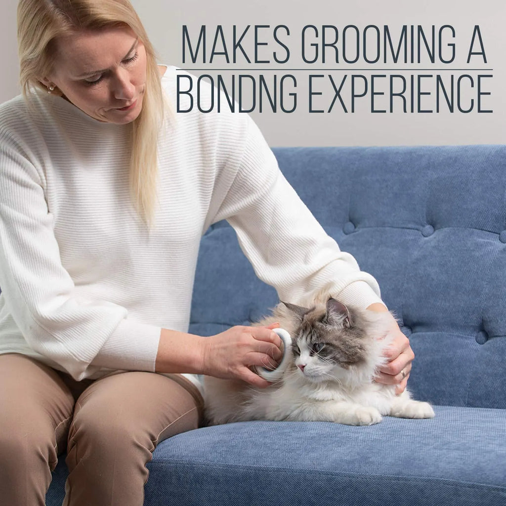 Blue pet grooming comb with ergonomic handle for cat and dog deshedding