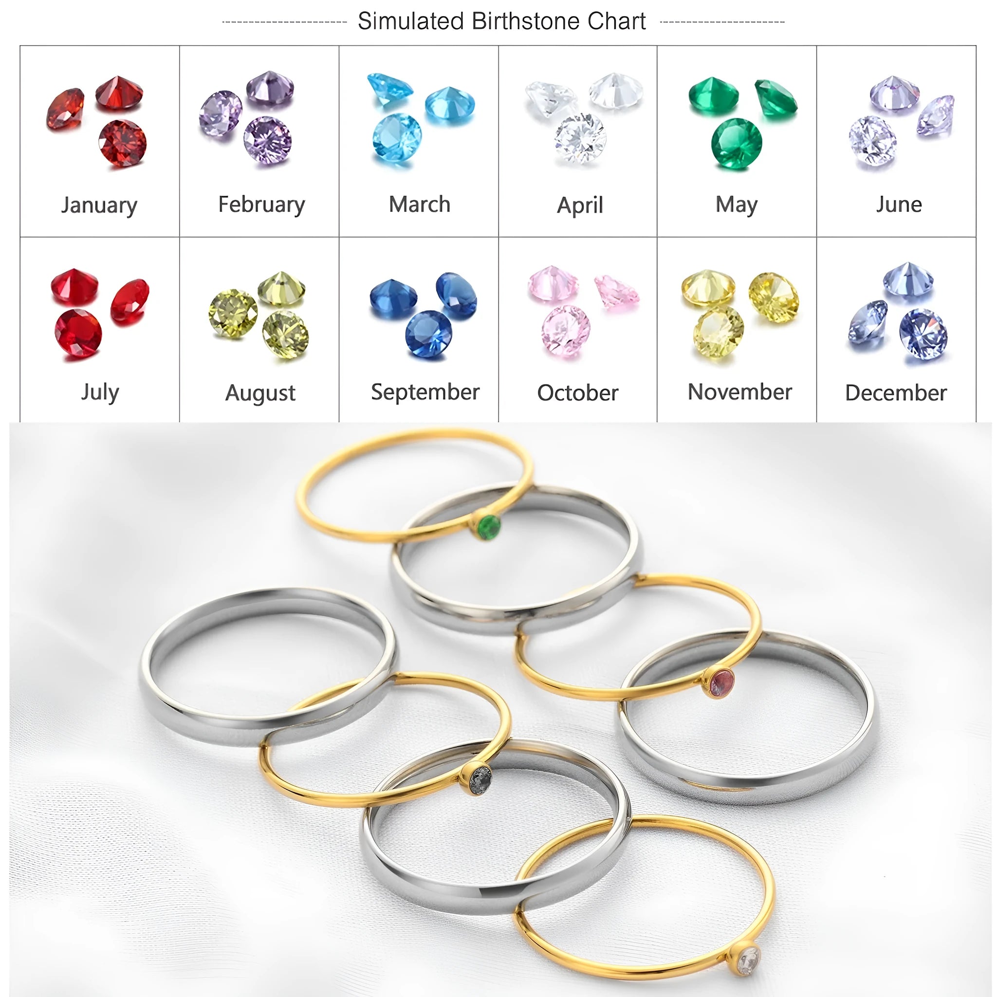 December birthstone engraved titanium steel ring with electroplated finish in geometry shape.