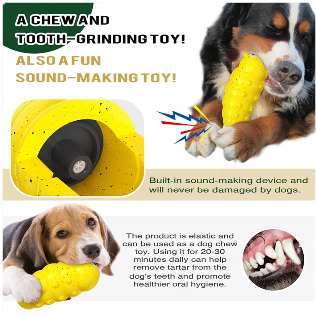 Green indestructible squeaky dog chew toy for aggressive chewers, food grade material, medium size