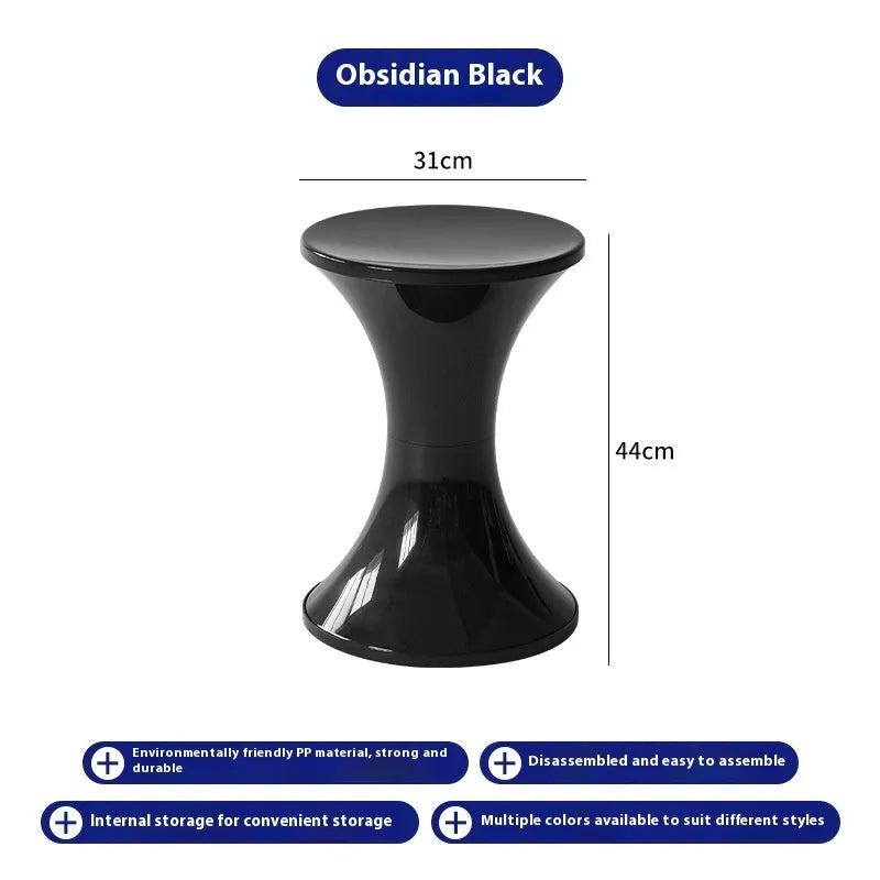 Plastic hourglass-shaped shoe changing stool in selected colour