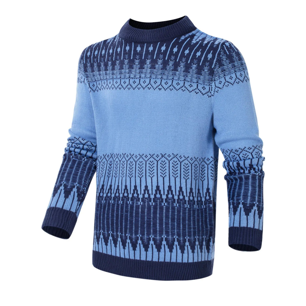 Men's acrylic knitted long-sleeve pullover sweater in three style variations