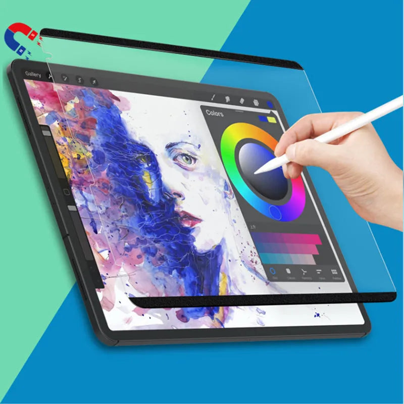Magnetic detachable PET screen film for iPad mini 6, iPad Air 4, and iPad Pro 11-inch models.