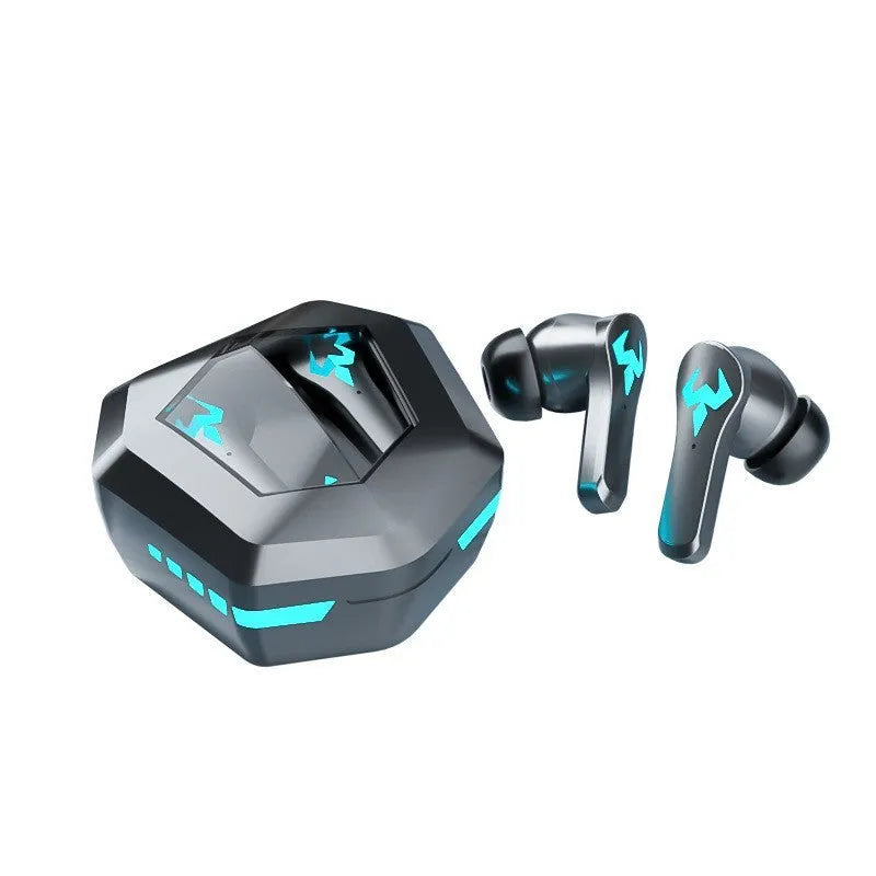 Black Bluetooth noise-canceling in-ear sports stereo headset with earplug design