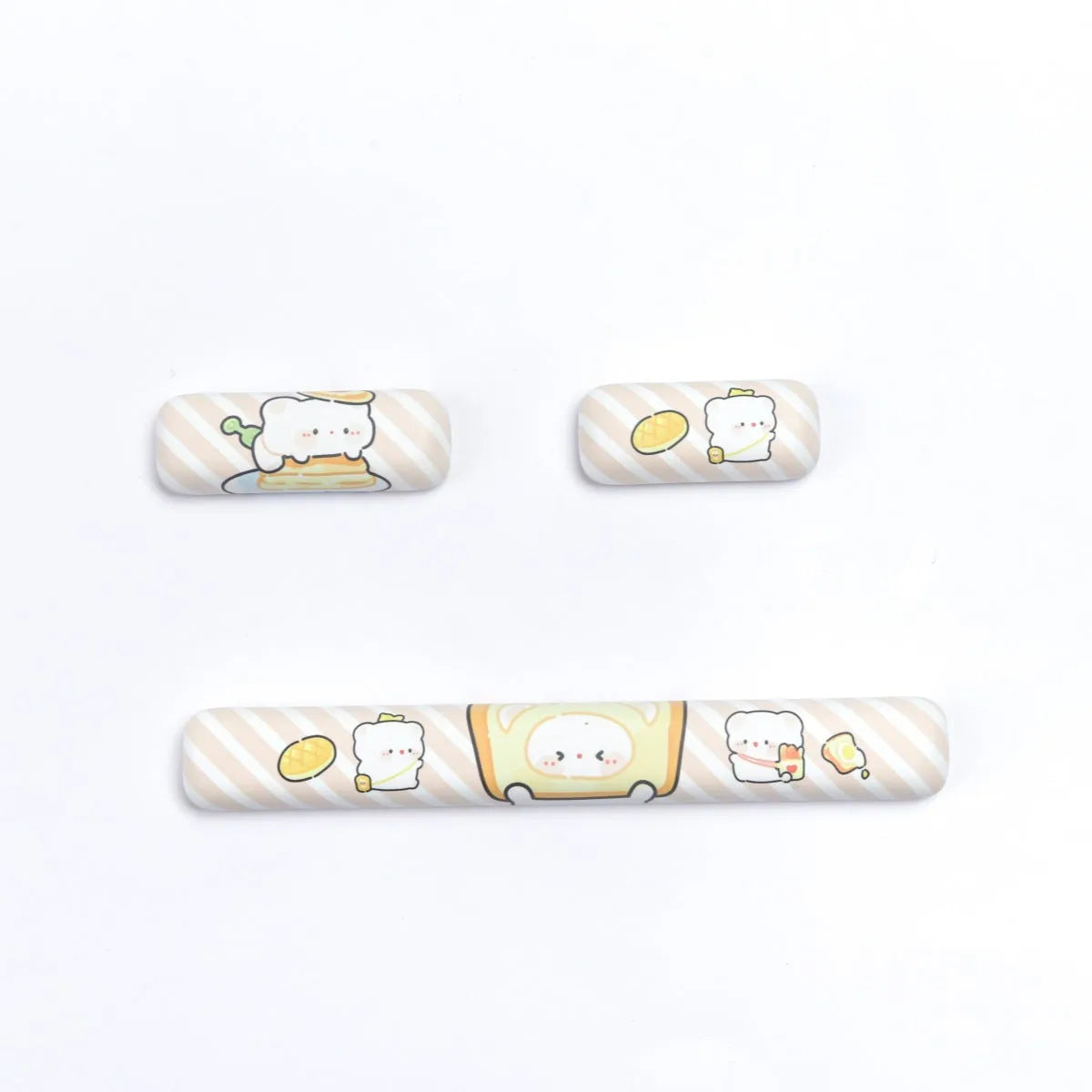 PBT mechanical keyboard key cap set with bread bear artwork in MOG height profile