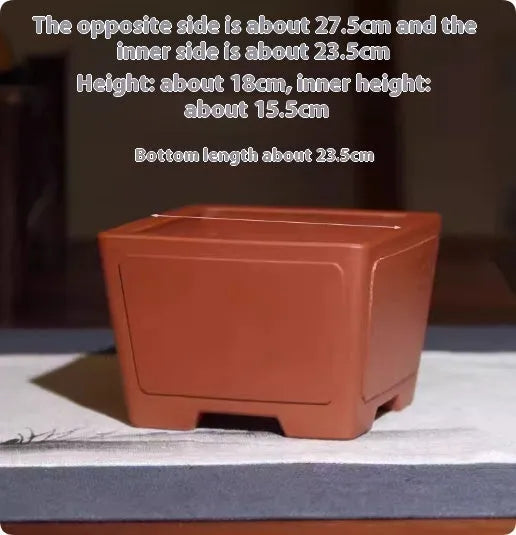 Square purple clay succulent bonsai pot showing classical design with multiple size options