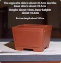 Square purple clay succulent bonsai pot showing classical design with multiple size options