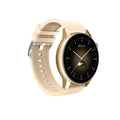 Stainless steel smart watch with 1.3-inch colour touchscreen on a wrist, showing fitness data.